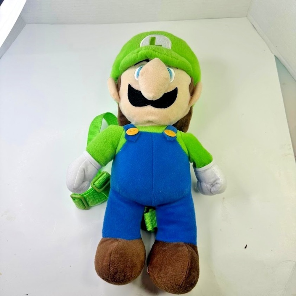 Super Mario Luigi Plush Backpack Large 20" Kids Bag Nintendo Stuffed Toy‎ Green